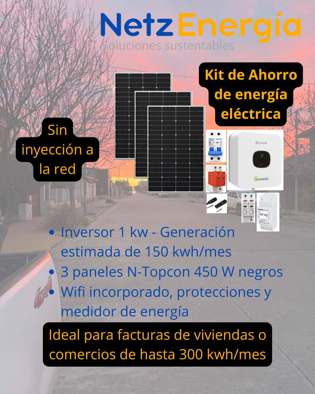 Kit de Ahorro On-Grid 1kW